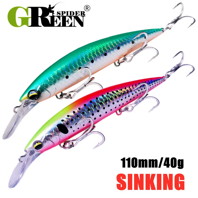 Fishing Lure Jerkbait - GREENSPIDER pececillo de peso pesado 110mm
